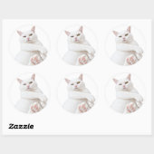 Grappige Witte Kat Sticker – Schattige Chagrijnige (Vel)