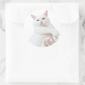 Grappige Witte Kat Sticker – Schattige Chagrijnige (Tas)