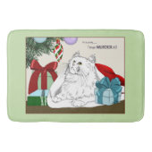 Grappige Witte Katten Kerstboomornamenten Groen Badmat (Voorkant)