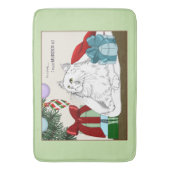 Grappige Witte Katten Kerstboomornamenten Groen Badmat (Voorkant Verticaal)