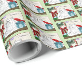 Grappige Witte Katten Kerstboomornamenten Groen Cadeaupapier (Rol Hoek)