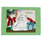 Grappige Witte Katten Kerstboomornamenten Groen Groot Cadeauzakje (Achterkant)