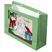 Grappige Witte Katten Kerstboomornamenten Groen Groot Cadeauzakje (Voorkant Gekanteld)