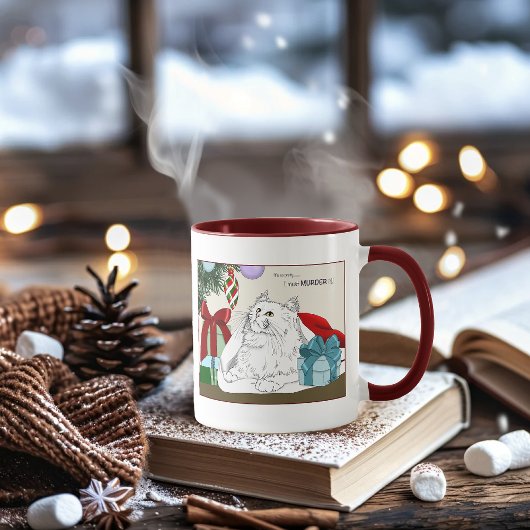 Grappige Witte Katten Kerstboomornamenten Groen Mok