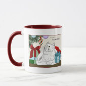 Grappige Witte Katten Kerstboomornamenten Groen Mok (Links)