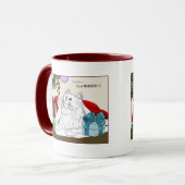 Grappige Witte Katten Kerstboomornamenten Groen Mok (Voorkant links)