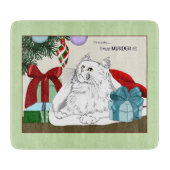 Grappige Witte Katten Kerstboomornamenten Groen Snijplank (Voorkant)