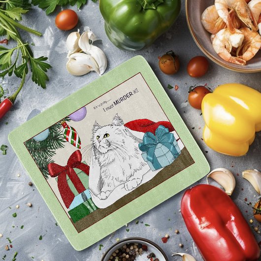 Grappige Witte Katten Kerstboomornamenten Groen Snijplank
