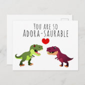 Grappige Witte Kawaii Dinosaurus Pun Valentijnsdag Briefkaart (Voorkant / Achterkant)