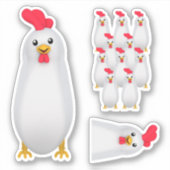 Grappige witte kip / haan sticker (Voorkant)