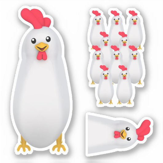 Grappige witte kip / haan sticker (Voorkant)