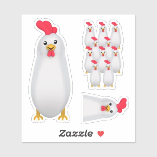 Grappige witte kip / haan sticker (Vel)