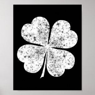 Grappige Witte Klaverblad 4-bladige Klaver St. Pat Poster