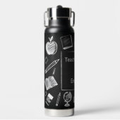 Grappige Witte Krijt Blackboard Elementaire Leraar Waterfles (Voorkant)