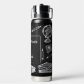 Grappige Witte Krijt Blackboard Elementaire Leraar Waterfles (Achterkant)