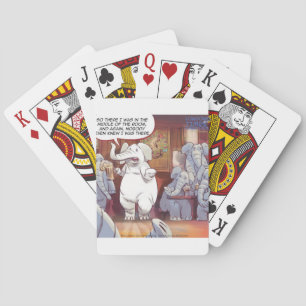 Grappige Witte Olifant in de Kamer Pokerkaarten