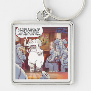 Grappige Witte Olifant in de Kamer Sleutelhanger