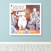 Grappige Witte Olifant In Kamer Canvasprint Canvas Afdruk (Insitu (Houten vloer))