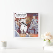 Grappige Witte Olifant Vierkante Wandklok (Huis)