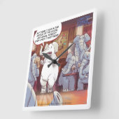 Grappige Witte Olifant Vierkante Wandklok (Hoek)