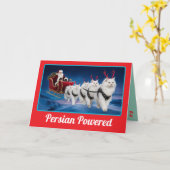 Grappige witte Perzische kat Kerstvakantie Kaart (Gele Bloem)