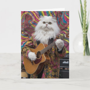 Grappige Witte Perzische Kat Rocker Kaart
