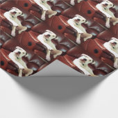 grappige witte pitbull hond op de bank cadeaupapier (Hoek)