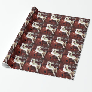grappige witte pitbull hond op de bank cadeaupapier