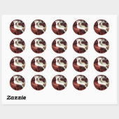 grappige witte pitbull hond op de bank ronde sticker (Vel)