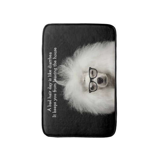 Grappige witte poedel Diarree Bad Mat (Voorkant Verticaal)