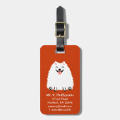 Grappige witte Pomeranian met aanpasbare tekst Bagagelabel (Voorkant verticaal)