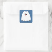 Grappige witte Pomeranian Vierkante Sticker (Tas)