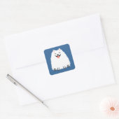 Grappige witte Pomeranian Vierkante Sticker (Envelop)