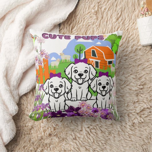 Grappige witte Puppies Kussen (Deken)
