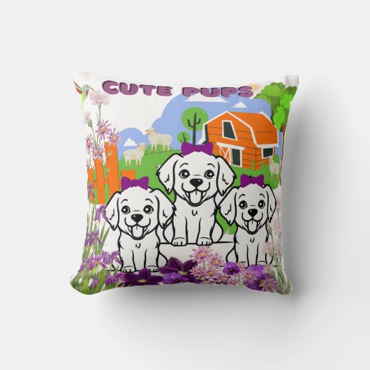Grappige witte Puppies Kussen (Voorkant)