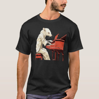Grappige witte rat houdt van pianokostuum voor jon t-shirt