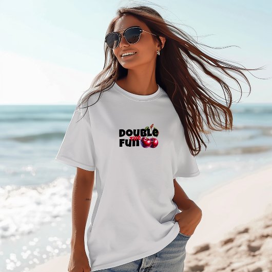 Grappige witte rode kersen vibe slogan moederdag t-shirt