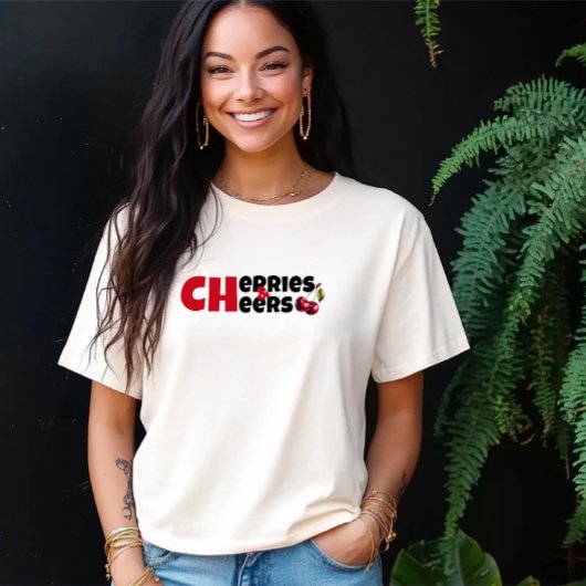 Grappige witte rode kersen vibe slogan moederdag t-shirt