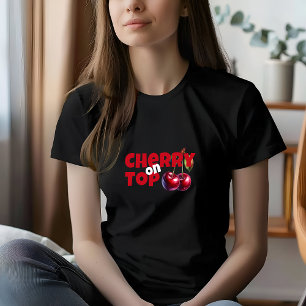 Grappige witte rode kersen vibe slogan moederdag t-shirt