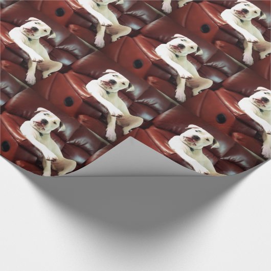 grappige witte stier op de bank cadeaupapier (Hoek)