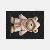 Grappige witte teddybeer in badjas look fleece deken (Voorkant (Horizontaal))