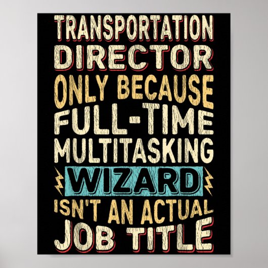 Grappige wizard voor multitasking van Transportati Poster (Voorkant)