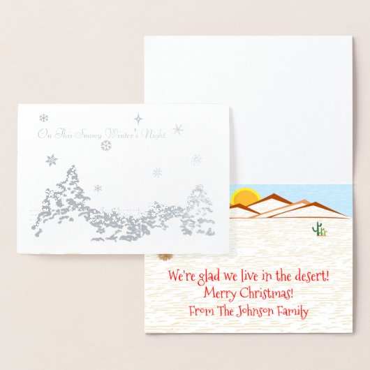 Grappige woestijn kerst folie kaarten (Display)