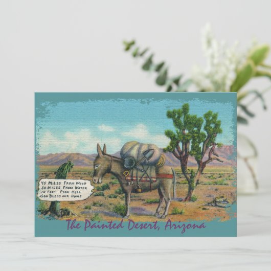 Grappige  woestijnfeestuitnodigingen kaart (Staand voorkant)