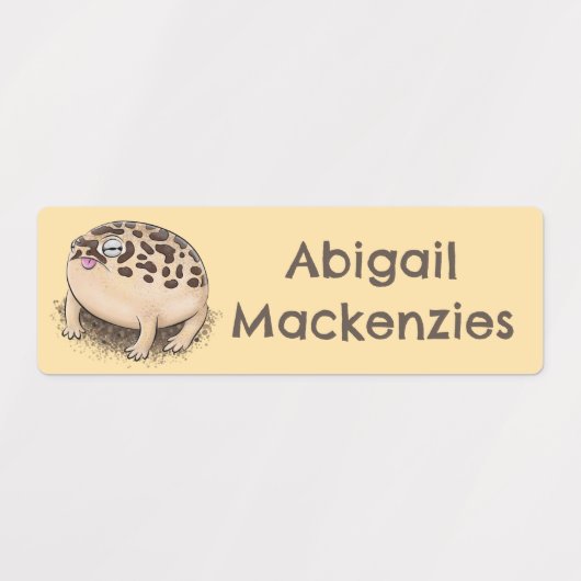 Grappige woestijnkikker cartoon gepersonaliseerd labels (Design 1)