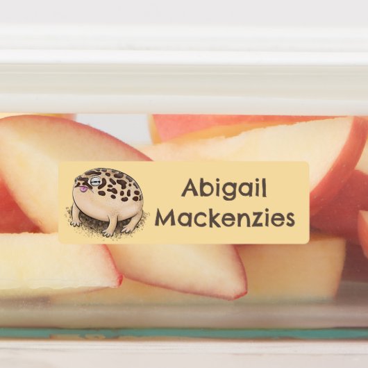 Grappige woestijnkikker cartoon gepersonaliseerd labels (Aangebracht)