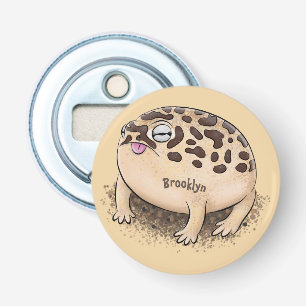 Grappige woestijnregen kikker cartoonillustratie button flesopener