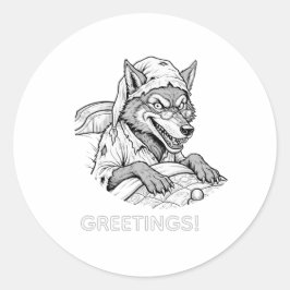 Grappige Wolf Gewichtsverhoudingen Wenskaart Ronde Sticker