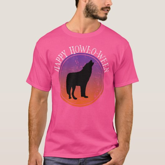 Grappige Wolf Howl Halloween Pun Happy Howl-O-Ween T-shirt (Voorkant)