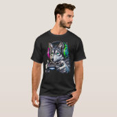 Grappige Wolf Videogames Liefhebber Gamer T-shirt (Voorkant volledig)